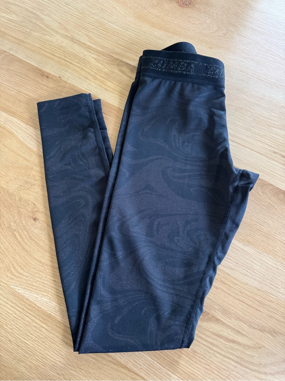 Zumba Wear Black Marbled Sparkly Leggings Size Small